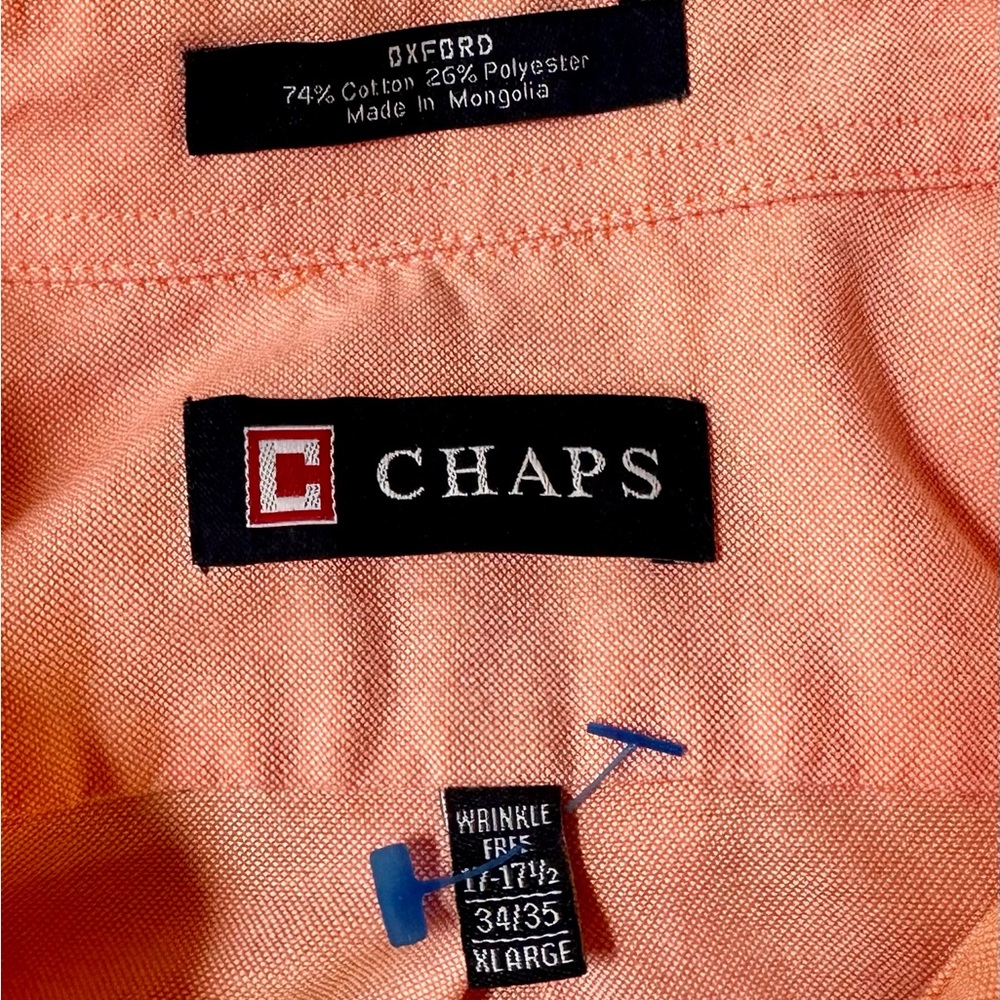 Orange Chaps Oxford 17-17.5–34-35 Oxford Long Sleeve Button-Up